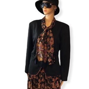 Pablo Collection Retro Vintage Fall Jacket, Skirt, Scarf Set Size 14